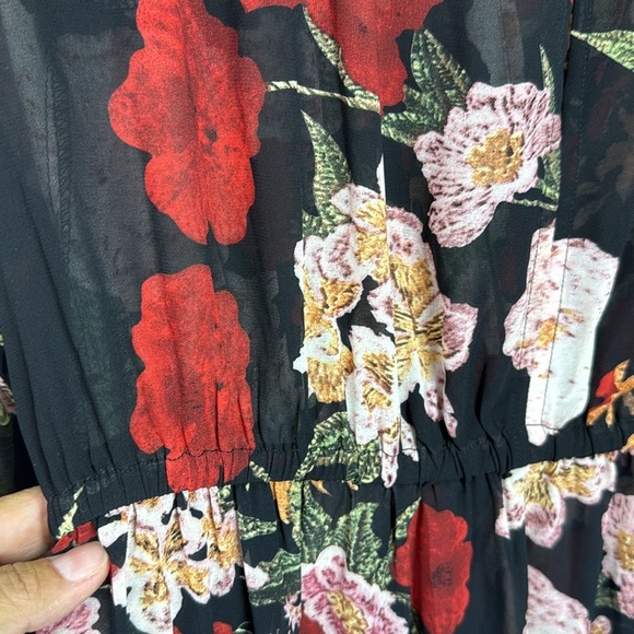 (B4) Umgee women's open-front floral-print cape dress, bikini cover-up, size L - Picture 7 of 14